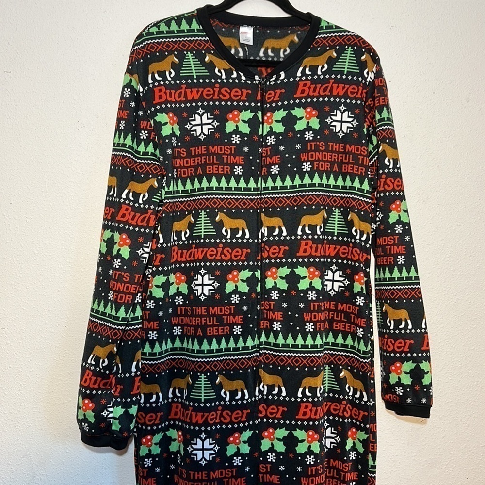 Budweiser Unisex Christmas Onesie Pajamas Size Large